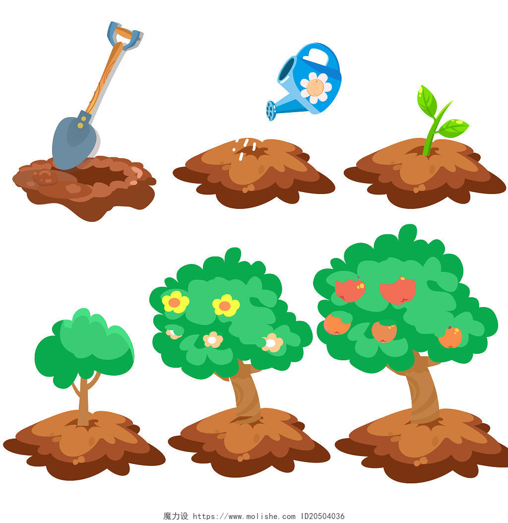 植树节小树苗成长环保png素材psd素材312植树节